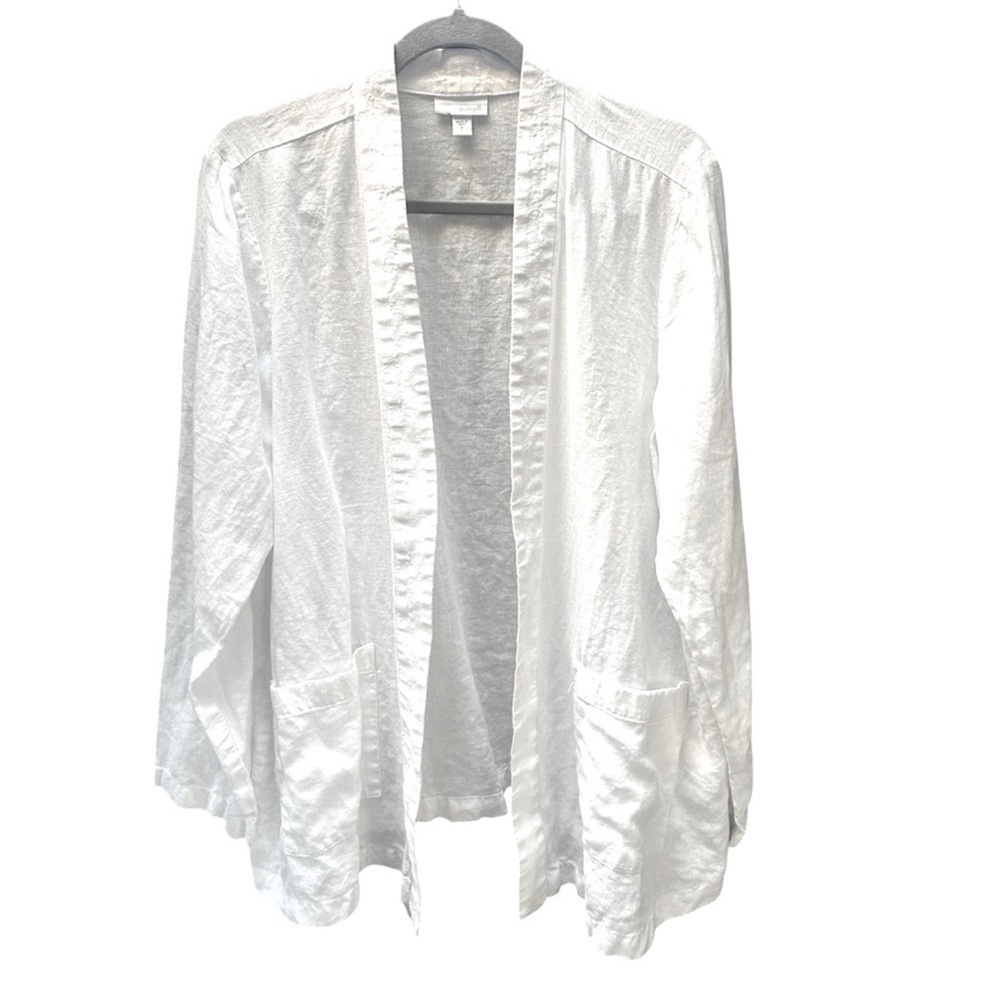 Pure Jill Blazer/Jacket | 100% Linen | Open Front Design | White | Size L